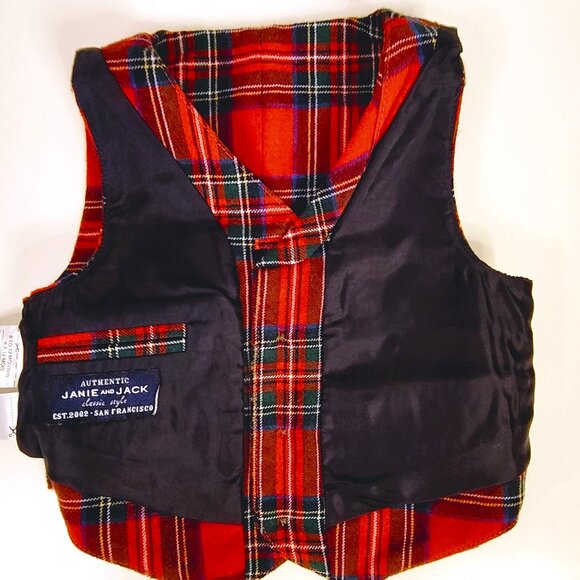 Janie and Jack SET Green Corduroy Pants and Holiday Plaid Vest 6-12 Months - Picture 6 of 16